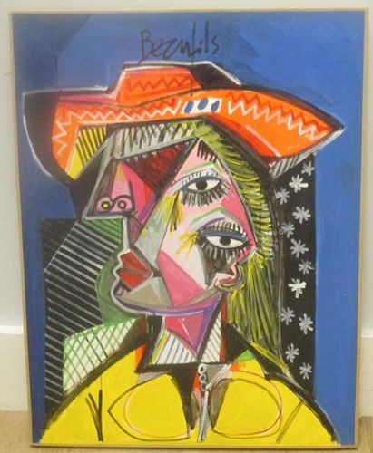 Lot 275 - Jean-Luc Beaufils (b. 1953) Cubist portrait in...