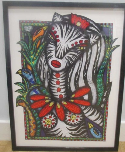 Lot 277 - Seven colourful modern paintings in street-art...