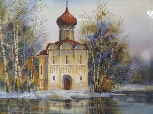 Lot 267 - Six modern Russian watercolour landscapes with...