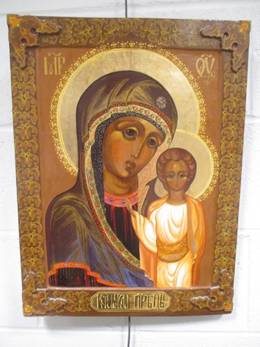 Lot 272 - Two Greek or Russian icons dated 1992, in...