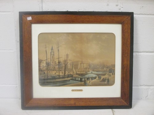 Lot 265 - Liverpool docks coloured lithograph, 19th century