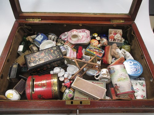 Lot 93 - A small glazed top display case, early 20th...