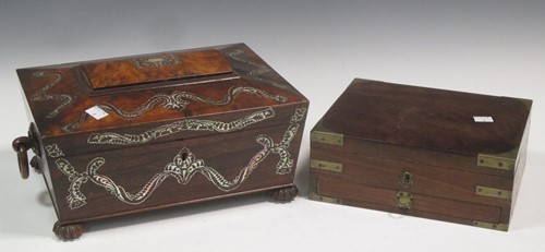 Lot 14 - A Regency rosewood and mother of pearl inlaid...