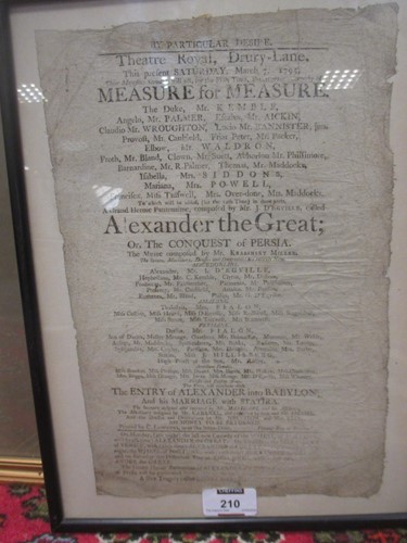 Lot 210 - A late 18th century Theatre Royal, Drury Lane...