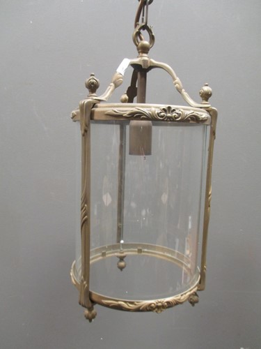Lot 358 - A brass cylindrical hall lantern