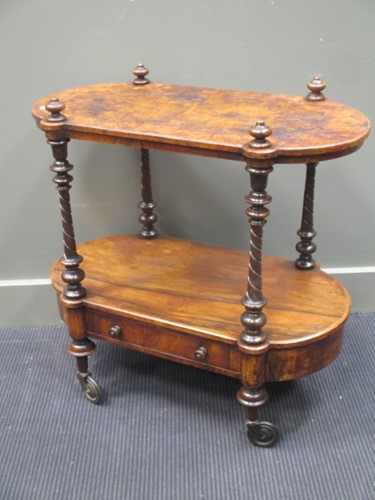 Lot 333 - A walnut two tier occasional table with turned...