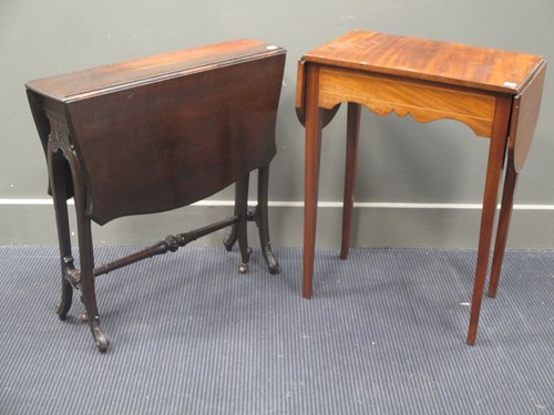 Lot 338 - A small mahogany drop leaf table and an...
