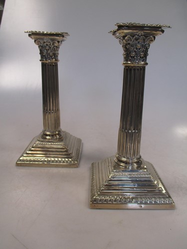Lot 130 - A pair of silver Corinthian column...