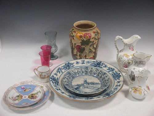 Lot 56 - A modern 'delft' blue and white plate, an...