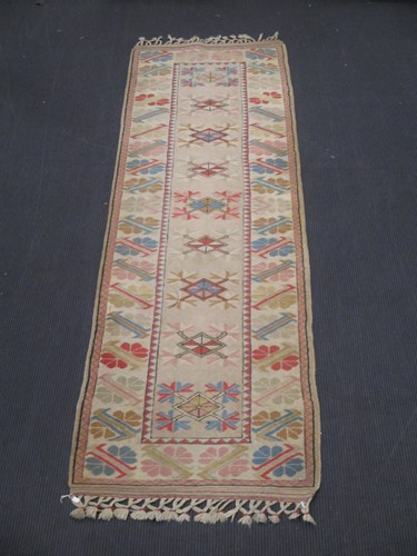 Lot 422 - A modern woollen runner geometric design 338 x...