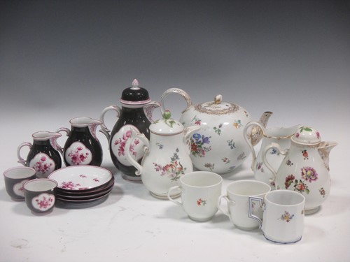 Lot 35 - A Nymphenburg coffee set for two, a Meissen...