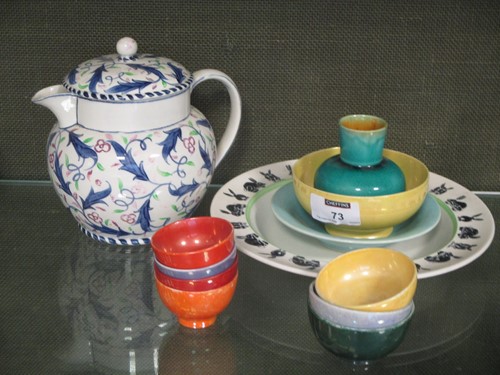 Lot 73 - Three small Ruskin lustre bowls, two Doulton...