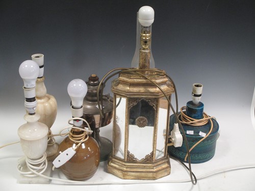 Lot 66 - A group of table lamps to include a turquoise...
