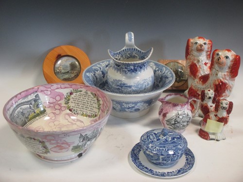 Lot 45 - A Copeland Spode blue and white jug and bowl,...