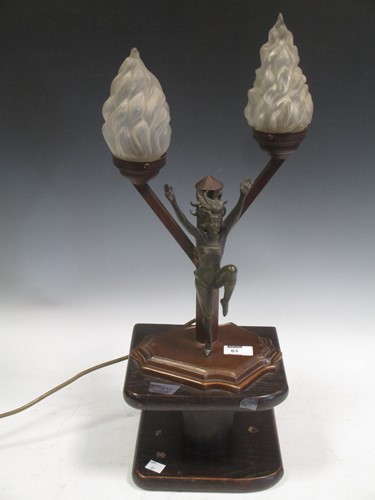Lot 63 - An Art Deco two-branch light, with frosted...