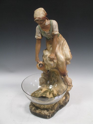 Lot 69 - An Art-Nouveau plaster figural centrepiece,...