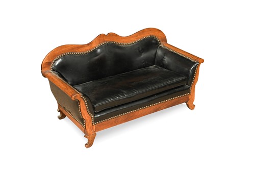 Lot 24 - A small scale continental walnut framed sofa, 19th century