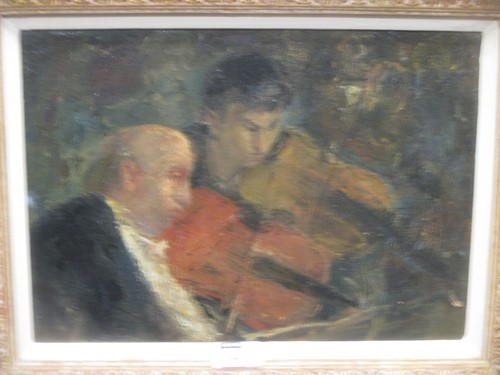 Lot 194 - Manner of Bernard Dunstan The Orchestra oil on...