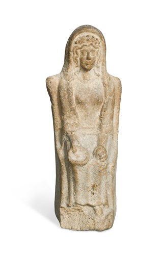 Lot 831 - A Roman terracotta seated figure, probably South Italian, 5th - 4th century BC