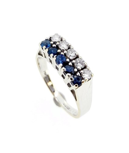 Lot 181 - A sapphire and diamond double row ring