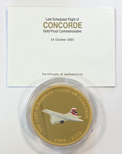 Lot 406 - A gold proof commemorative coin for 'The last scheduled flight of Concorde' (2003)