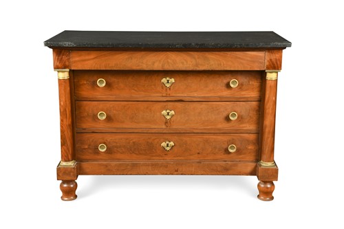 Lot 950 - An Empire mahogany and marble top commode, c. 1820