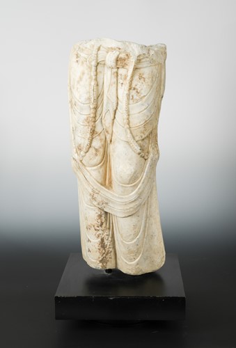 Lot 151 - A white marble figure of Avalokiteshvara, lower body only, in Tang Dynasty style