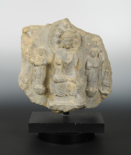 Lot 118 - A Chinese limestone Buddhist stele group, Wei Dynasty style