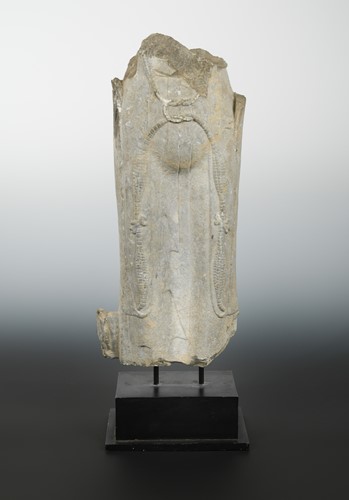 Lot 119 - A Chinese pale limestone lower enrobed torso of a Bodhisattva, perhaps Northern Qi.