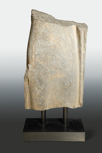 Lot 134 - A Chinese grey limestone fragmentary figure of the standing Buddha