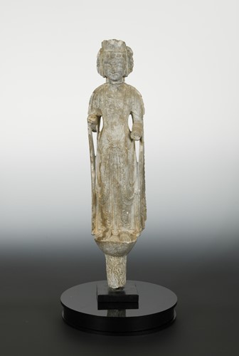 Lot 175 - A Chinese limestone standing Avalokiteshvara, in Northern Qi style