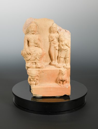Lot 199 - A Chinese pottery fragmentary architectural tile, perhaps Tang Dynasty