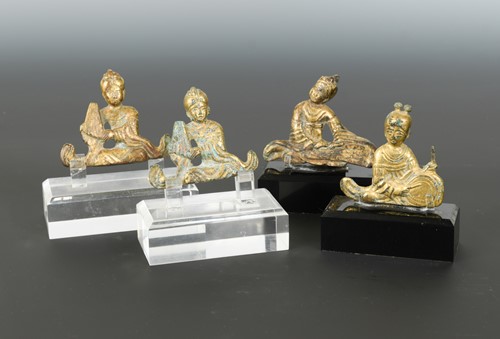 Lot 206 - Four Chinese gilt-bronze tomb appliques, in Tang Dynasty style