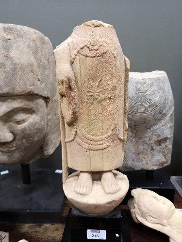 Lot 216 - A Chinese white marble standing figure of Guanyin, in Tang Dynasty style