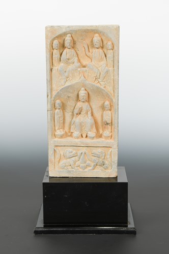 Lot 222 - A Chinese limestone Buddhist votive stele, in Northern Wei Dynasty style