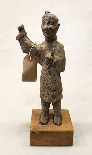 Lot 294 - A Chinese bronze figure of a standing soldier, in Han Dynasty style