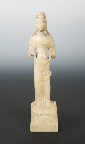 Lot 302 - A Chinese white marble standing figure of a Bodhisattva