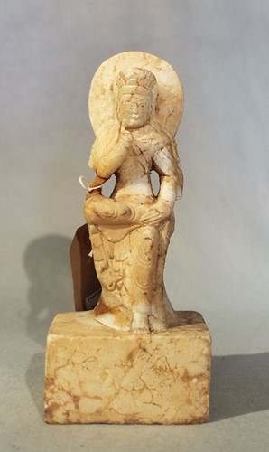 Lot 313 - A Chinese white marble figure of Maitreya, The Buddha of The Future