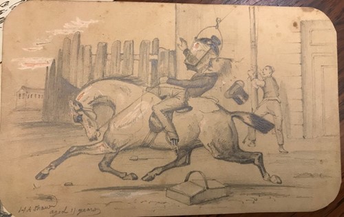 Lot 67 - Four equestrian drawings, 19th century
