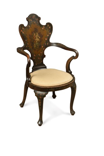 Lot 968 - A French walnut salon open armchair, late 19th century