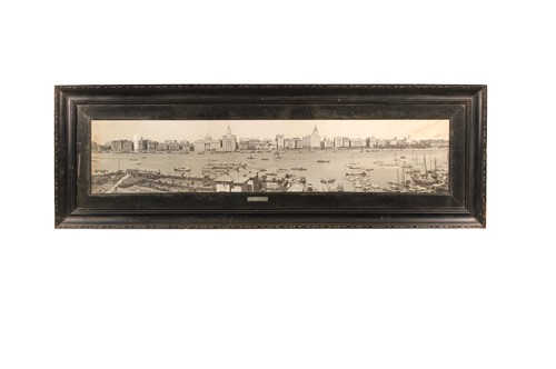Lot 86 - Two Chinese machine embroidered silk panoramic views, The Bund, Shanghai circa 1930