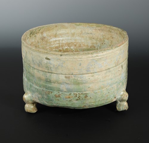 Lot 324 - A Chinese green glazed pottery tripod large censer, Han Dynasty