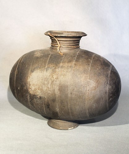Lot 349 - A Chinese grey pottery, cocoon vase, perhaps Han Dynasty