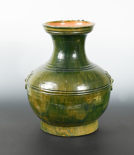 Lot 364 - A Chinese green glazed vase Hu, Han Dynasty (206 BC-221 AD)