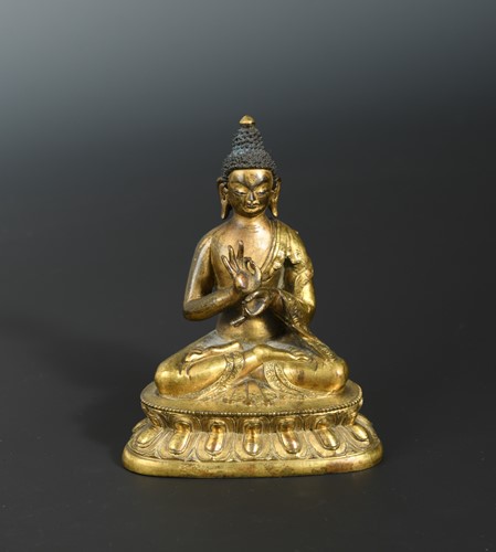 Lot 367 - A Sino-Tibetan gilt bronze Buddha, 19th century