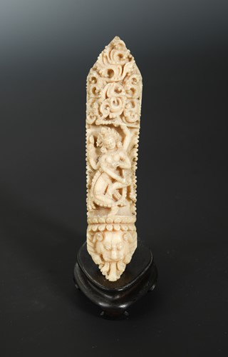 Lot 370 - A Tibetan carved bone dance apron panel, 17th/18th century
