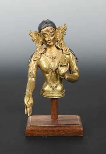 Lot 374 - A Tibetan gilt-bronze tara torso fragment, 19th century