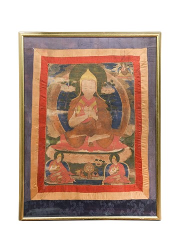 Lot 375 - A Tibetan Thangka, 19th century, depicting the Lama Tsongkhapa