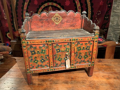 Lot 389 - A Tibetan painted and carved wood travelling altar, 18th/19th century