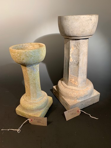 Lot 410 - A Chinese black limestone pedestal oil-lamp